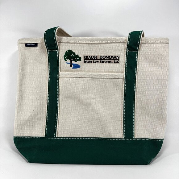 Land's End Canvas Tote Bag 5 Pocket Open Krause Donovan Law - Picture 2 of 8